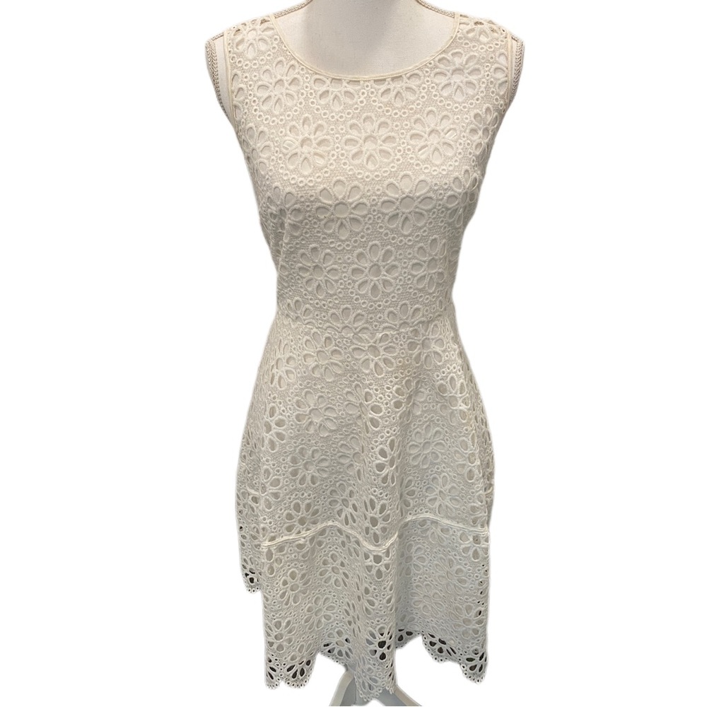 Tommy Hilfiger White Sleeveless Eyelet A-line Dress, Sz. 12